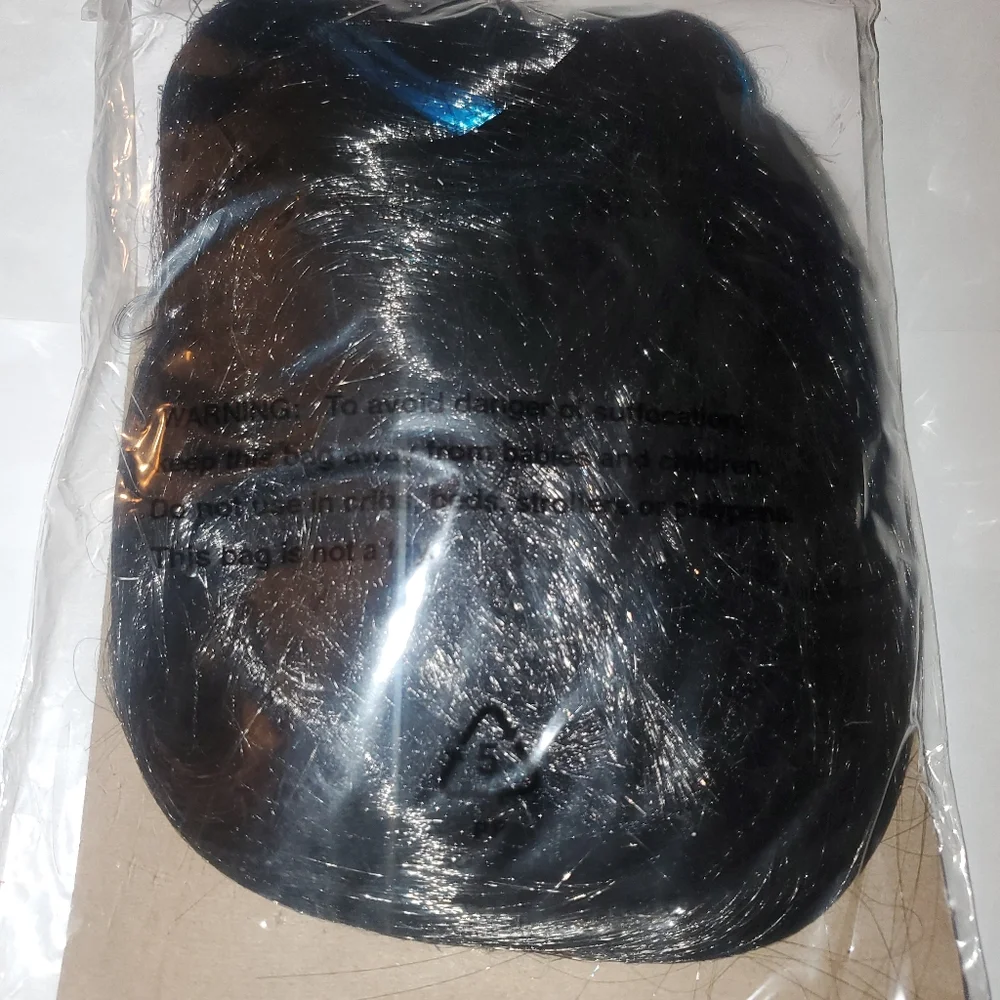 Long Black and Blue Streak Halloween Wig